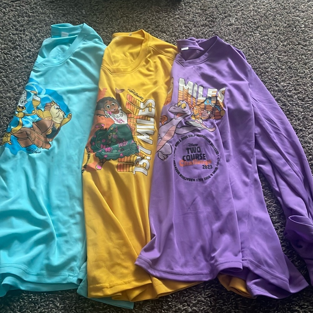 Disney Run Long Sleeve Tees - Blue, Yellow, and Purple